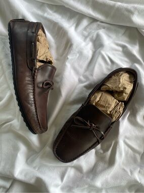 Massimo Dutti Brown Leather Boat Shoes